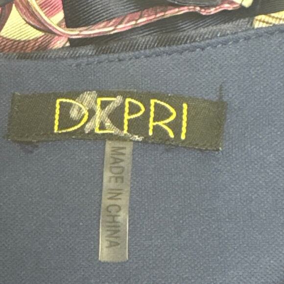 DEPRI Blue Pink Floral Mini Dress Crisscross Spaghetti Straps Sz S/M - Picture 5 of 8